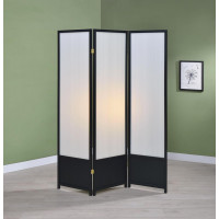 Coaster Furniture 900120 3-panel Folding Floor Screen Translucent and Black